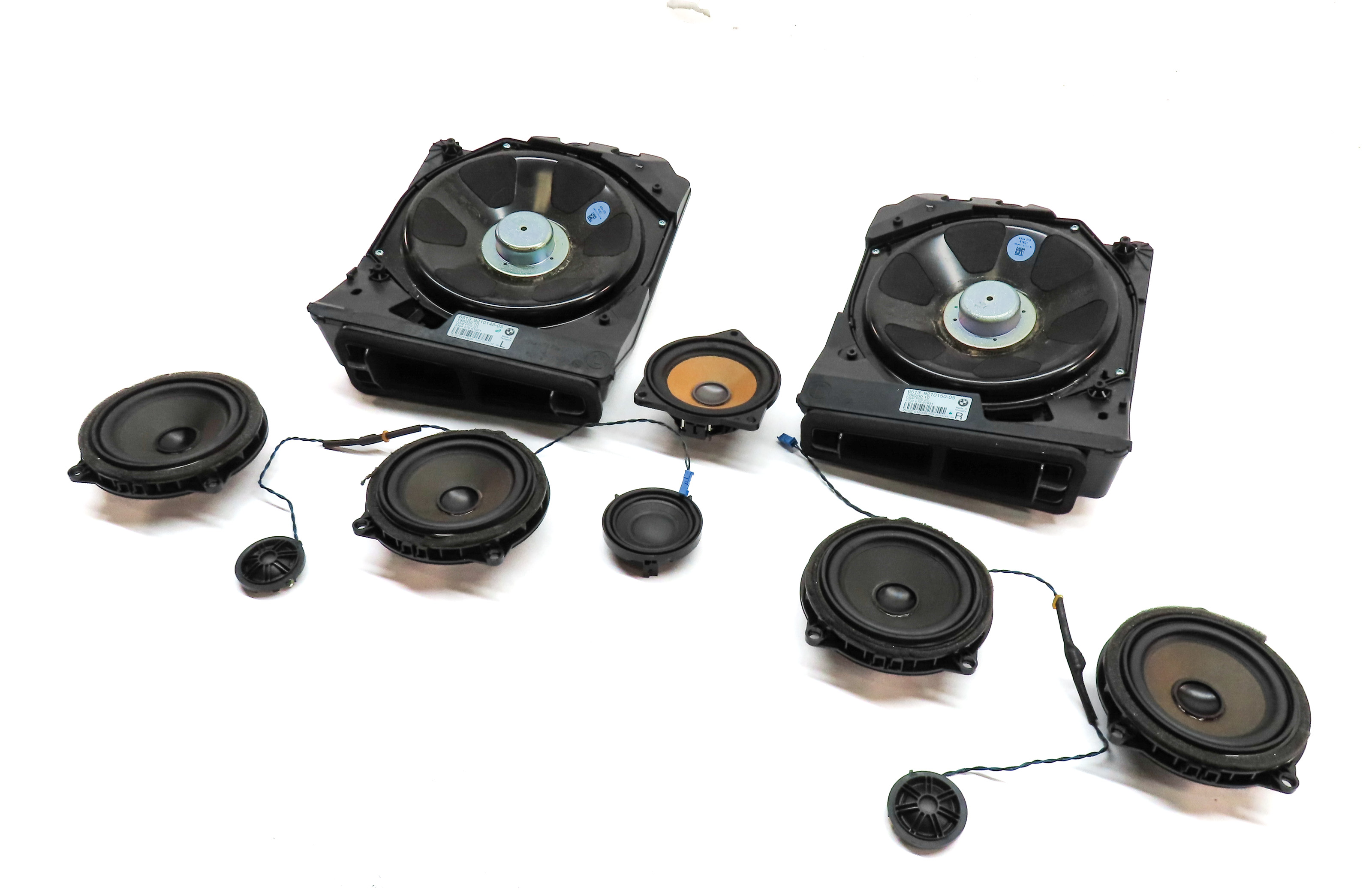 12 BMW 328I F30 RADIO STEREO AUDIO SOUND SYSTEM SUBWOOFER TWEETER SPEAKER SET/10 — exact item pictured